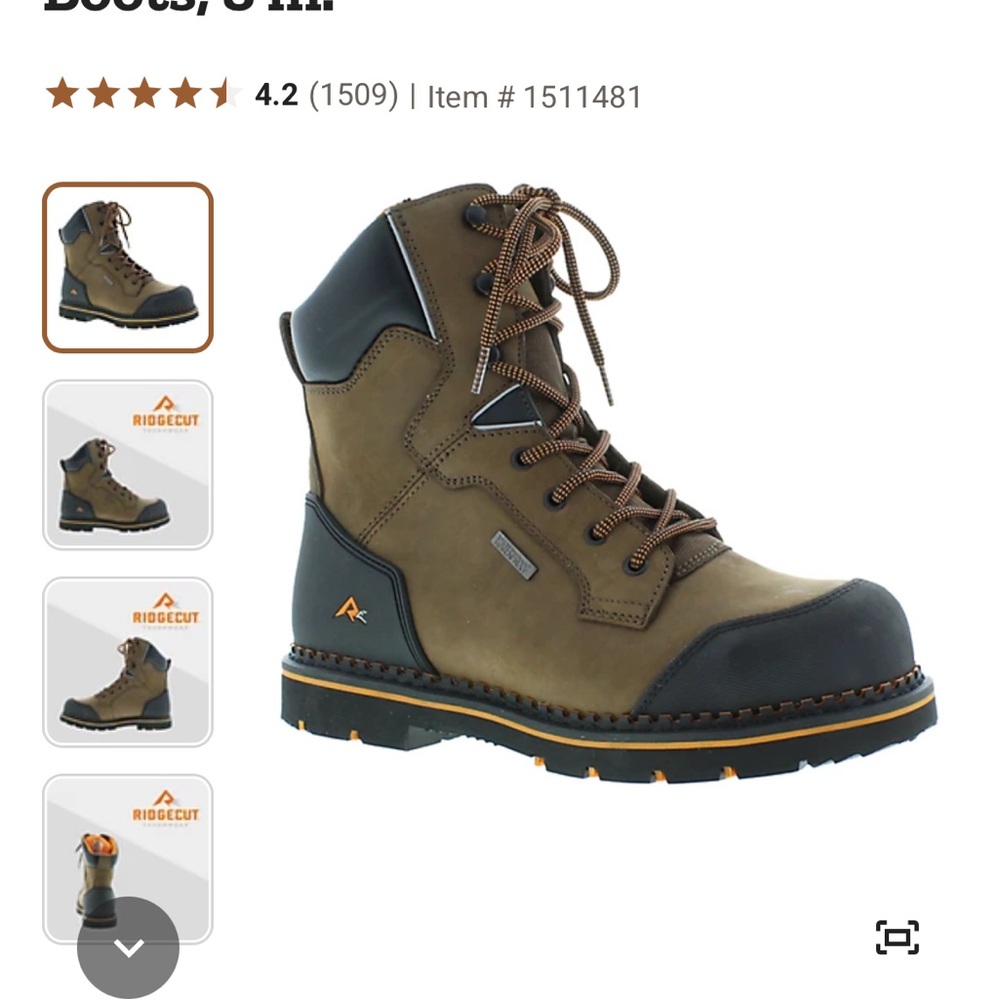 Brown High-Top Work Boots with Padded Collar and Thick Sole